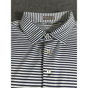 Peter Millar Summer Comfort Golf Polo Shirt Mens 2XL Black Striped XXL Logo